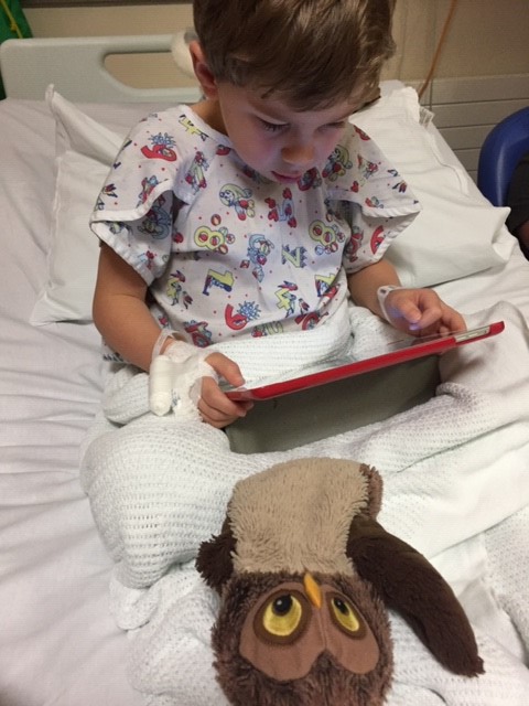 Sitting in hospital bed