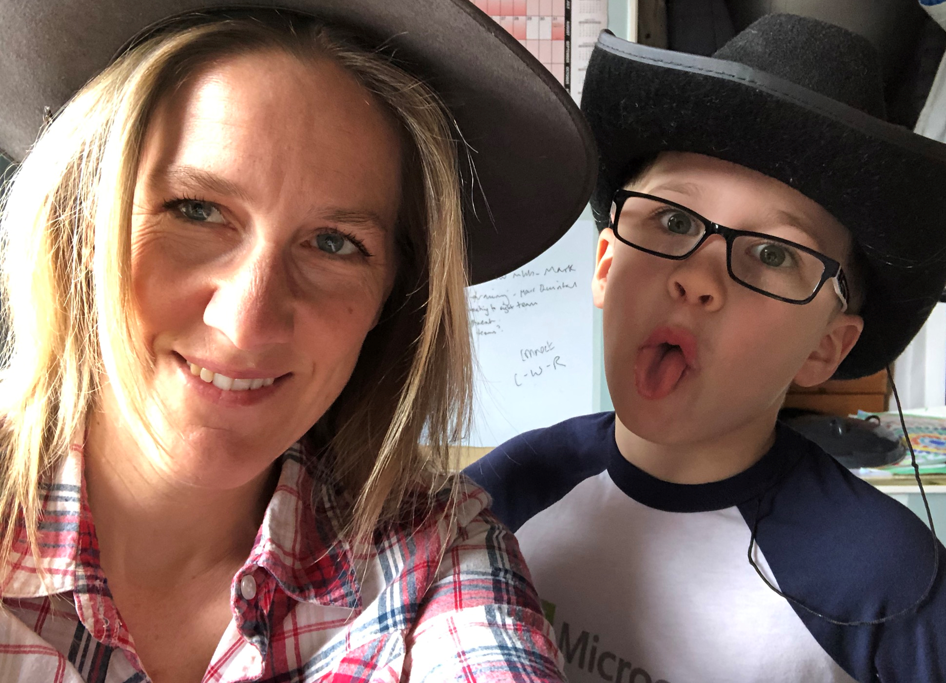 Louise and James wearing stetsons